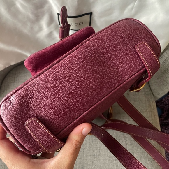 Gucci mini bamboo suede backpack 🩷 burgundy - Picture 9 of 11